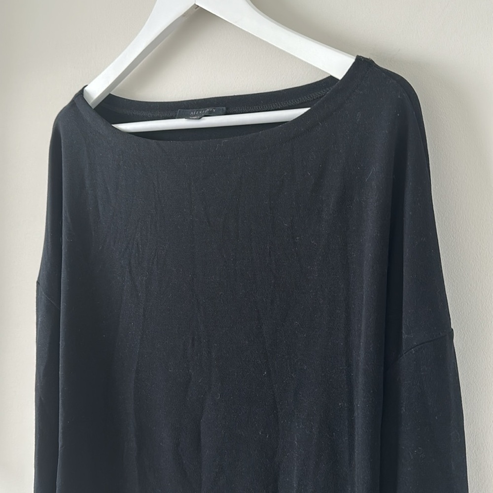 ALL SAINTS Rita Oversized Tee Black Boat Neck Long Sleeve Slouchy Relaxed Tshirt - Picture 6 of 15